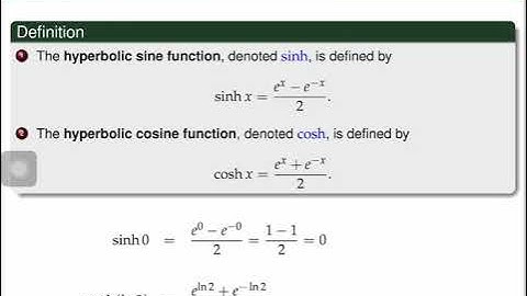 [Math 21] Lec 1.7 Hyperbolic and Inverse Hyperbolic Functions (Part 1 of 6)