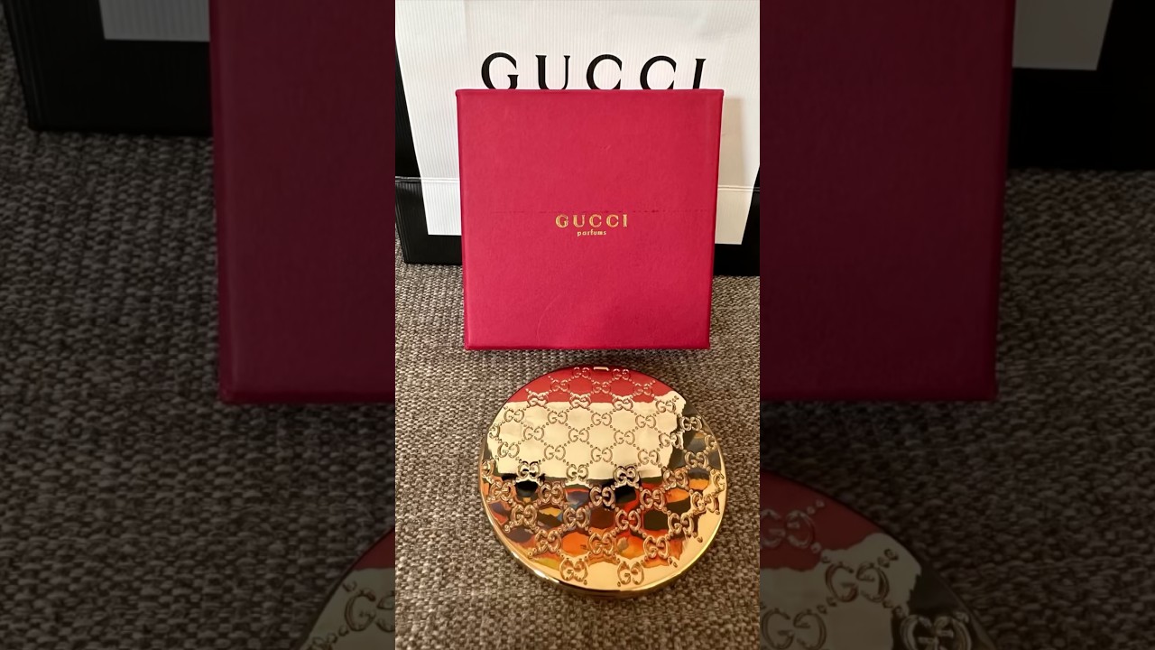 GUCCI Gold Monogram Compact Pocket Mirror #gucci #asmr #asmrvideo #luxury  #designer #unboxing 