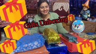 Unboxing Shivansh Birthday Gifts🎁Gifts Krdiye Unbox🎉🎁ll Ssasbahuvlog ll Foodie Gd ll