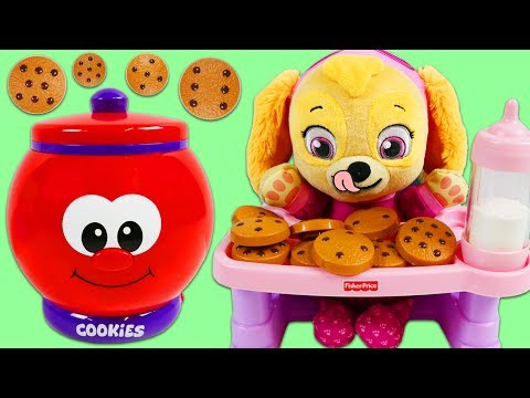 Paw Patrol Baby Skye Plays with Talking Count and Learn Cookie Jar Playset!