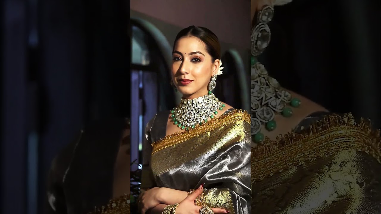 Banarasee Handwoven Plain Tissue Saree With Zari Border & Lace-Grey