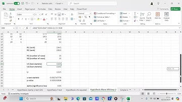 Perform the Mann Whitney U test in Excel