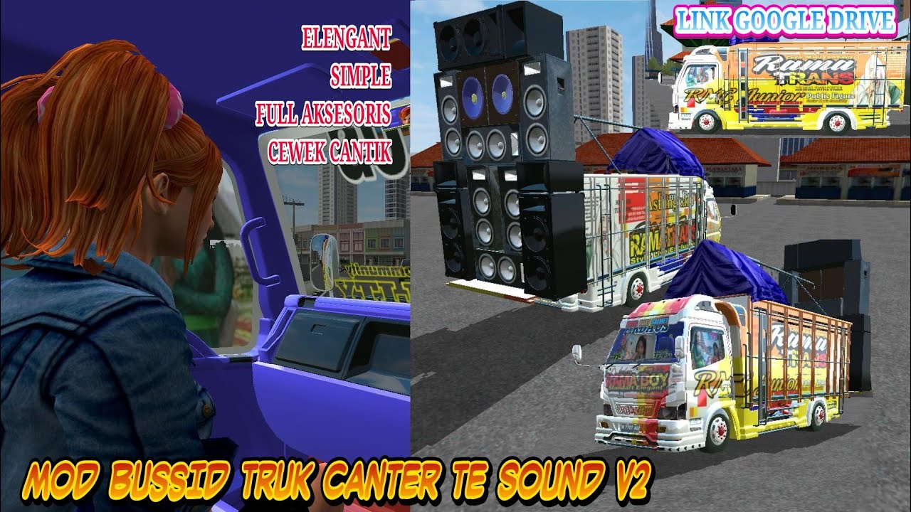 Mod Bussid  Truk  Canter  Angkut  Sound  System  TE V2 Free 