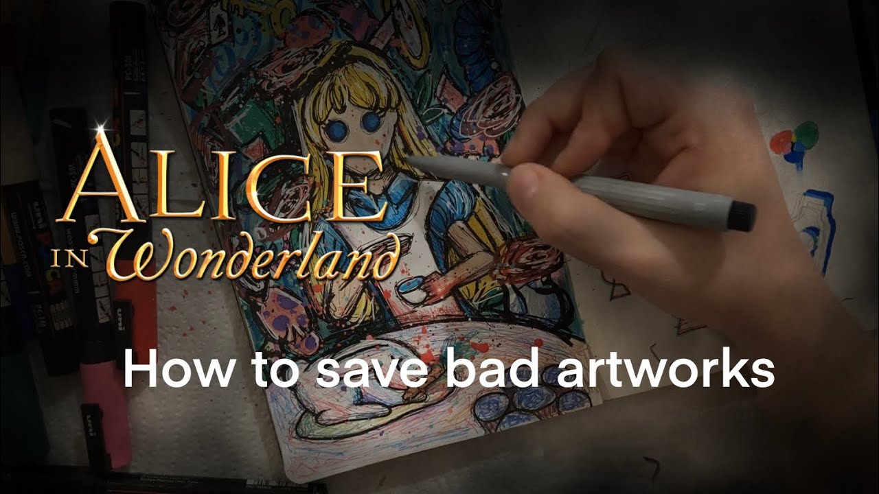 trippy alice in wonderland drawing