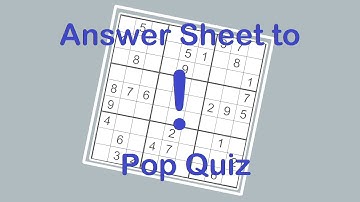 Sudoku Primer 192 - Answer Sheet to Pop Quiz