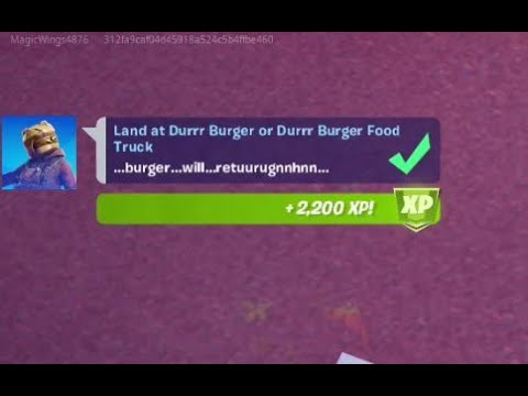 Fortnite Challenge Land At Durr Burger Or Durr Burger Food Truck Chapter 2 Season 6 Youtube