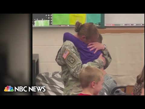 Iowa national guard mom surprises her son at school