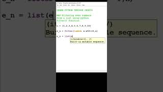 how to get only even numbers from a list of numbers using python filter function #shorts #python