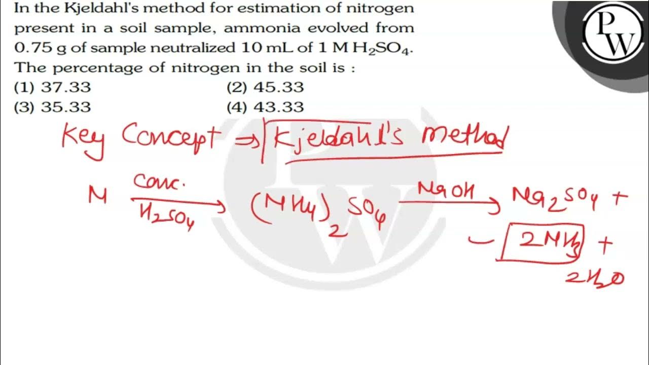 In the Kjeldahl's method for estimation of nitrogen present in a so... YouTube