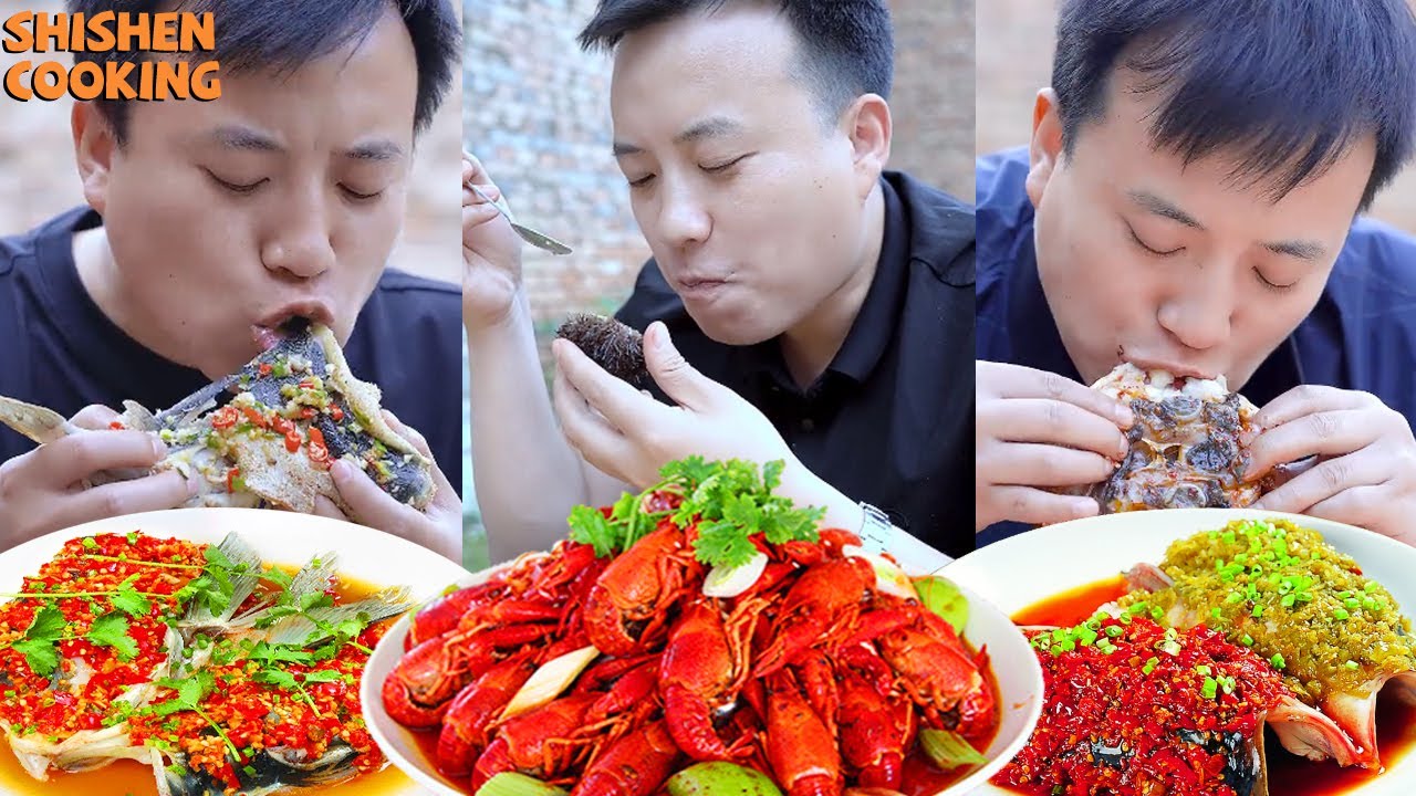 Strange food collection, lobster brain, charcoal grilled crocodile