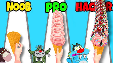 NOOB vs PRO vs HACKER in IceCream Stack Game | Oggy and Jack | Oggy and the crockraches in Hindi 🤣