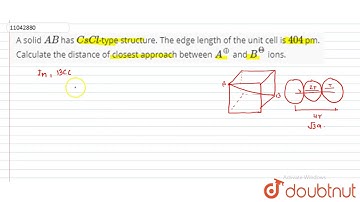 A solid `AB` has `CsCl`-type structure. The edge length of the unit cell is `404` pm.