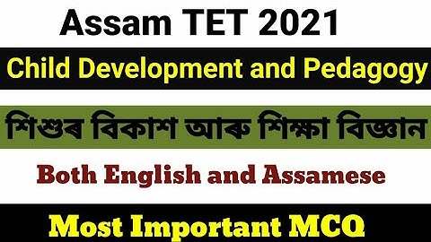 Assam TET|| Child development and pedagogy|| Most Important MCQ|| Both English And Assamese