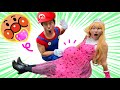 たすけて‼️プリンセスの赤ちゃん生まれる👶おなかが痛い⁉️ピーチ姫とマリオが大逆転‼︎ Funny Princess & Hero Comedy HAPPY DOJO