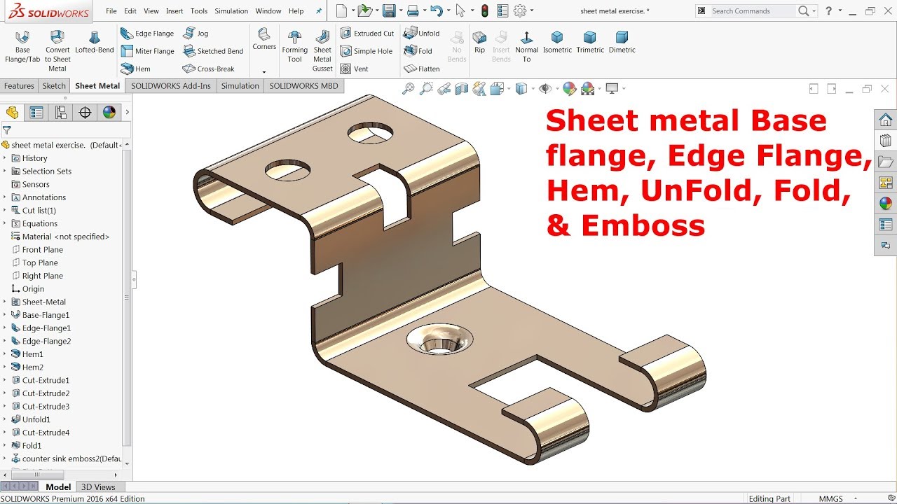making a sheet metal part in solidworks 2019 making a sheet metal part in solidworks 2019