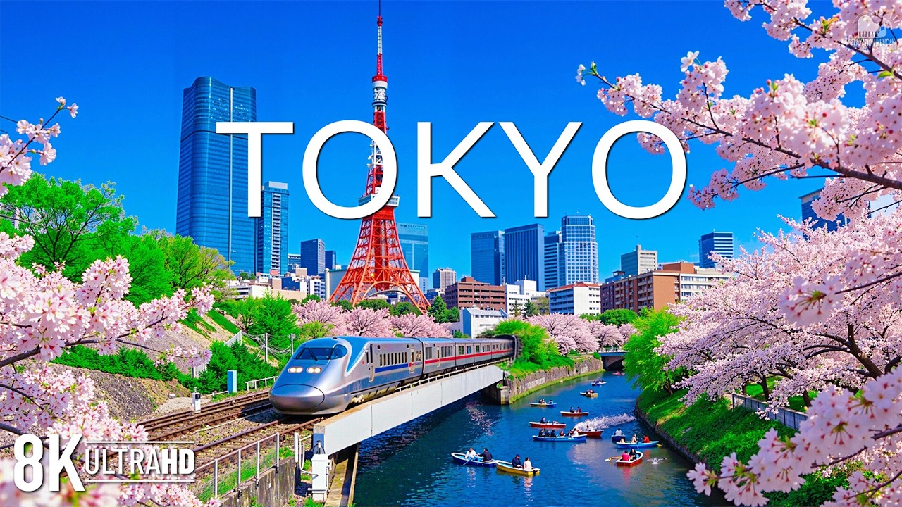Весенний Токио, 8K UHD 🌸 Цветущая сакура | Кинематографические пейзажи Японии