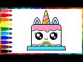 How to draw a Cute Unicorn Cake/Cake for kids/drawing and painting a Unicorn Cake #drawing #painting