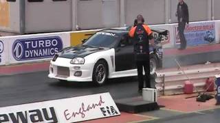 N1 SUPRA turbo PHR GT67 28PSI no nitrous Santa Pod april 2011 10,07s