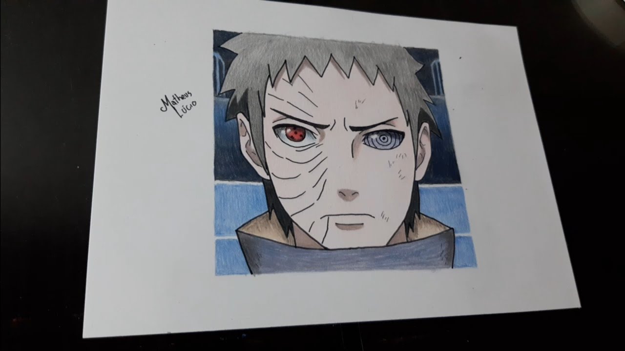 Vídeo rápido decomo desenhar Obito Uchiha do Naruto. .#speeddrawing