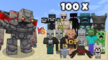 Redstone Golem vs All Mobs in Minecraft x100 - Redstone Golem (Minecraft Dungeons) vs All Mobs army