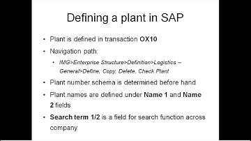 Plant creation in SAP