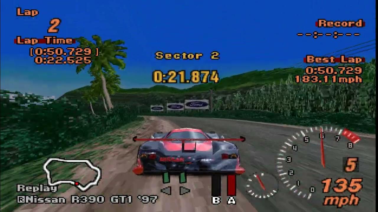 Gran Turismo 2 Hot Laps Tahiti Road ( Nissan R390 LM 97 ) 50.729 YouTube