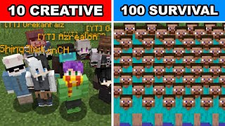 Minecraft 10 Creative VS 100 Survival (SUBSCRIBER), Yang Bunuh Gw Dapet $$$