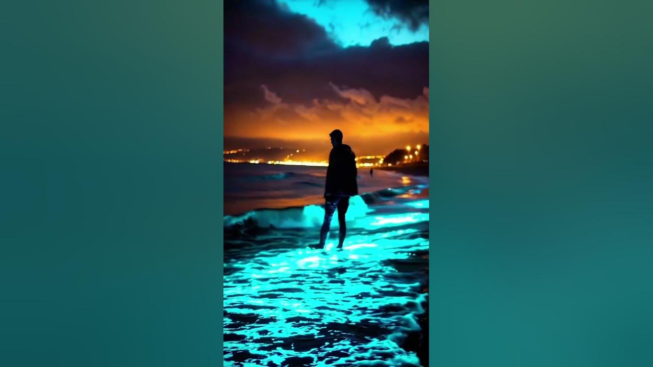 Walking on Magic: Bioluminescent Waves & City Lights ππ | A Night to Remember #song #Saiyaara sos Walking on Magic: Bioluminescent Waves & City Lights ππ | A Night to Remember #song #Saiyaara sos
