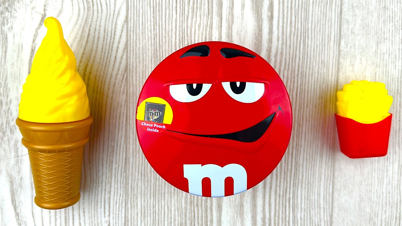 🍦 Yellow Ice Cream & ❤️ Red M&M! 🍟 Fries Container Candy Fun 🎊