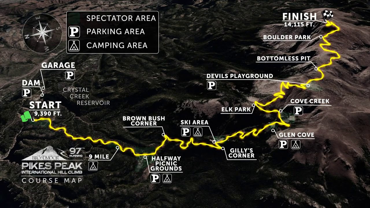 Pikes Peak International Hill Climb Course Map.mp4 YouTube