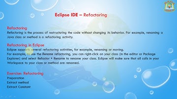 Lesson - 14 : Eclipse IDE - Refactoring