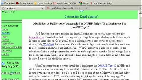 OWASP: A deliberately vulnerable set of php scripts that implement the OWASP top 10 3/8