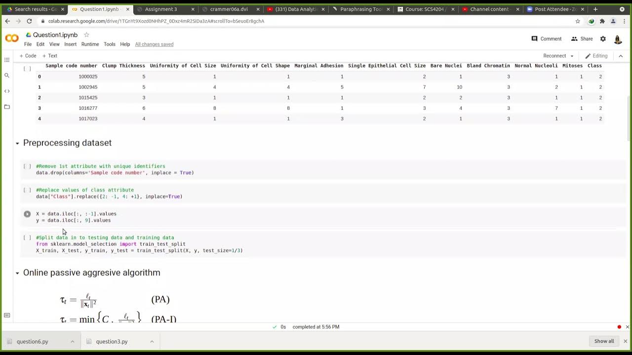 Summative Practical Assessment in Machine Learning Module of the Data