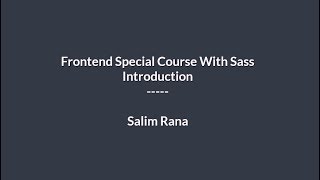 Introduction: Frontend Special Course With Sass & Bootstrap 4.