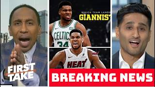 FIRST TAKE | Stephen A. reveals SHOCKING new details on Giannis blockbuster trade: Celtics or Heat?