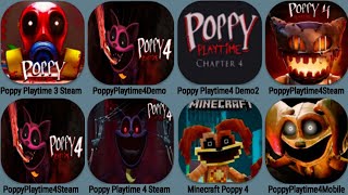 Poppy Playtime 3 Steam, Poppy Playtime4 Mobile,Poppy4 Steam Demo - ALL JUMPSCARES Updated New Hands