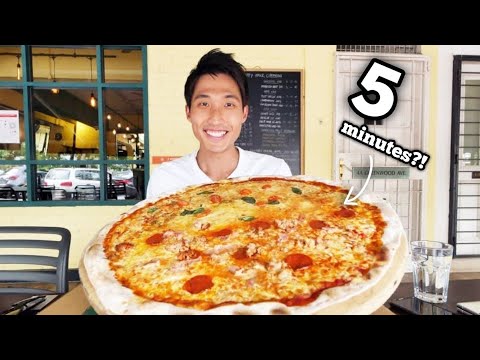 XXL MASSIVE 21 INCH PIZZA EATING RECORD!   Eaten in 5 Minutes?!   Peperoni Pizzeria Singapore