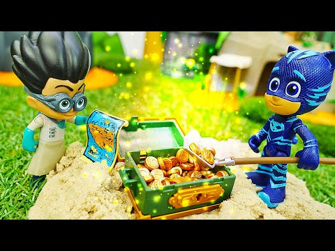 Видео: Герои в Масках на необитаемом острове с сокровищами! PJ Masks и детское видео про игрушки