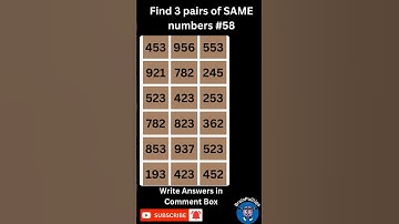Find 3 pairs of Same Numbers | Only a Genius can Find Them | Hard Level