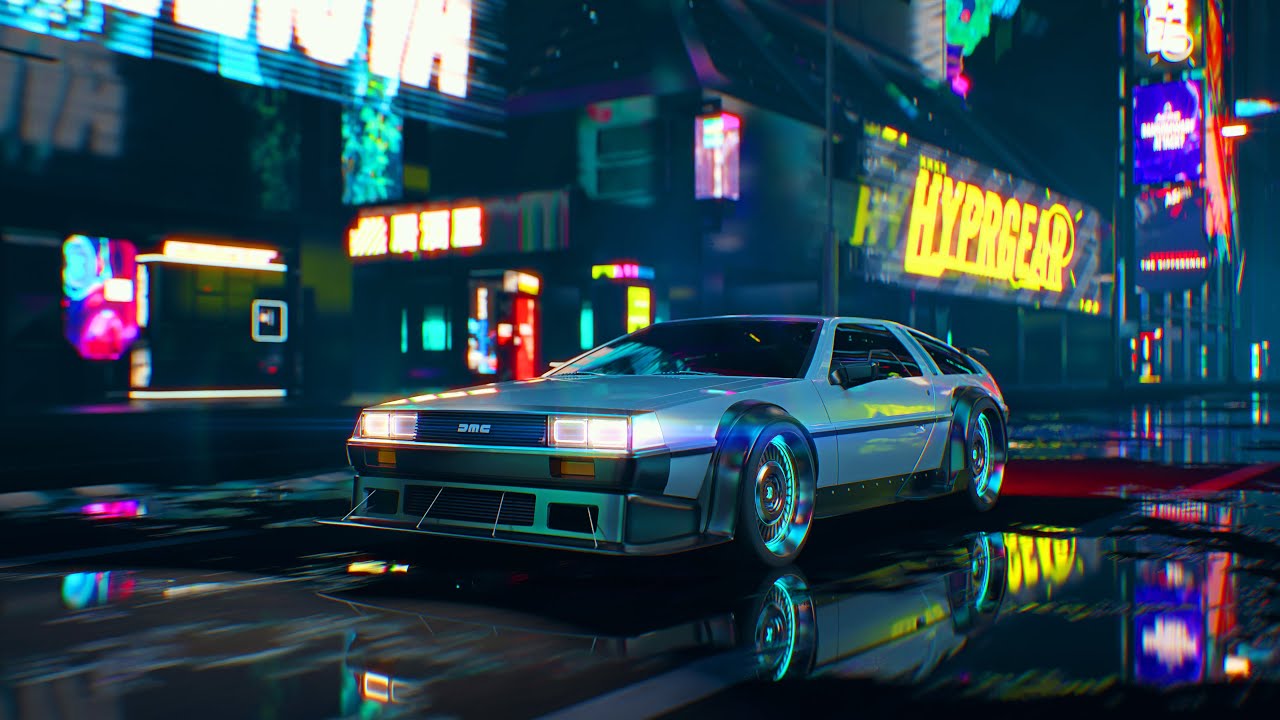 Cyberpunk DeLorean - Ambient Night City Drive - 12 Hours 8K Ultra HD