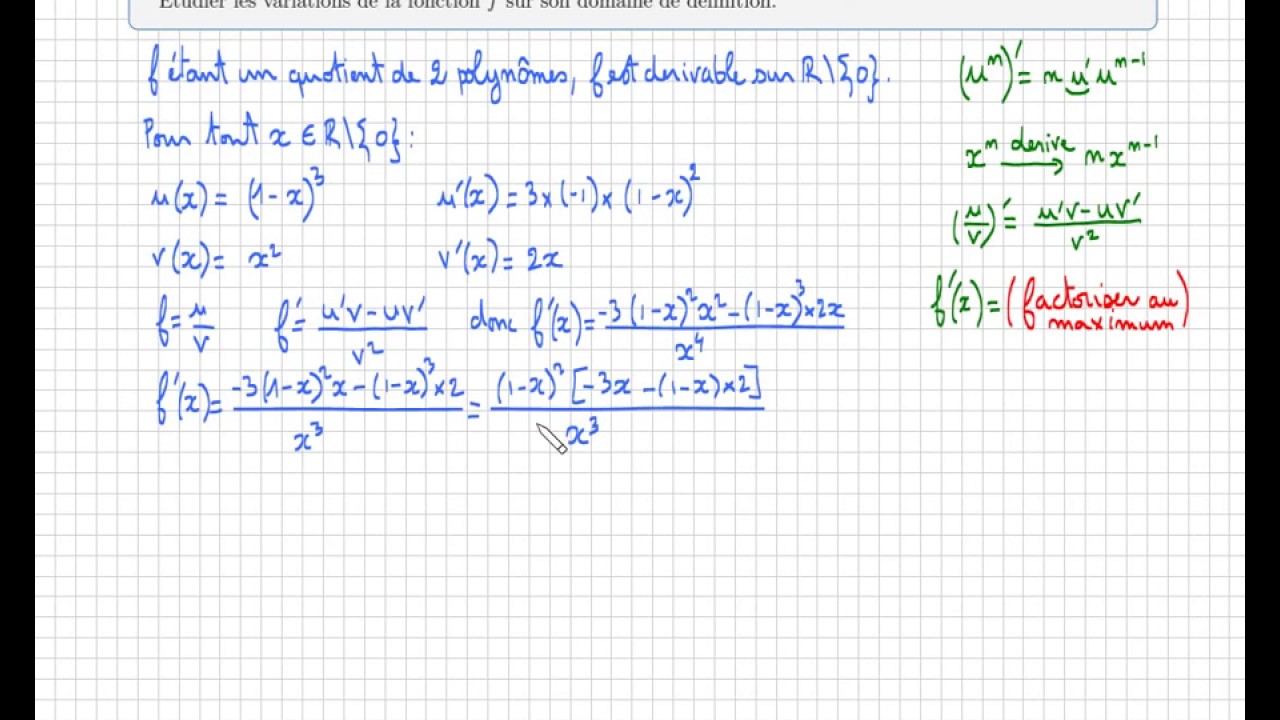 Etudier les variations d'une fonction f(x)=(1x)^3/ x² Terminale S YouTube Etudier les variations d'une fonction f(x)=(1x)^3/ x² Terminale S YouTube