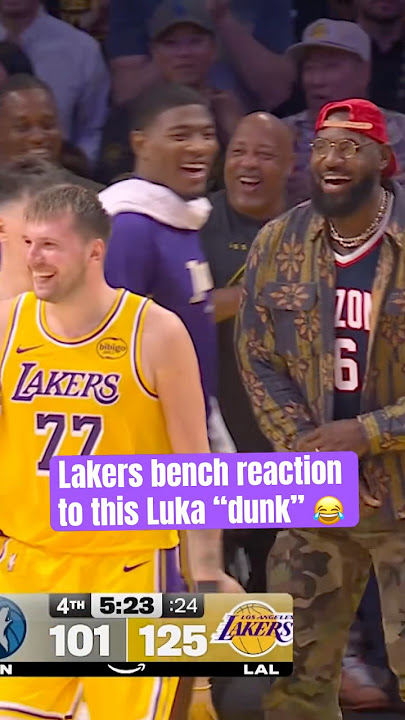 LeBron was loving this Luka dunk for 47 🔥