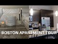 BOSTON Apartment Tour: one bedroom luxury complex, neutral + modern aesthetic, affordable furniture