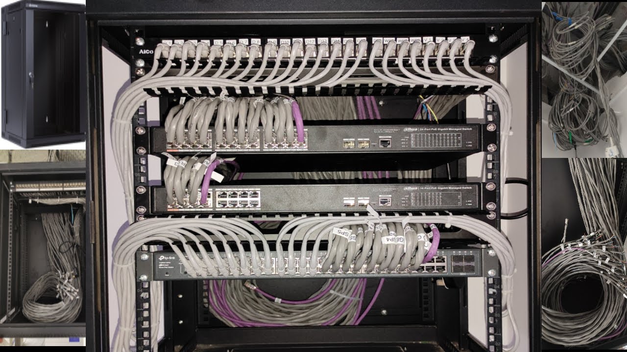 rack server  2022  network cable management and 12U server rack installation for office setup cat 6A cable dahua tplink