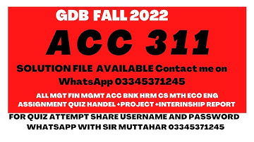 ACC 311 GDb solution fall 2022