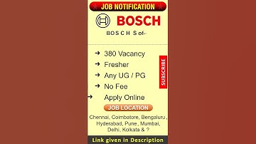 IT JOB | BOSCH Global Software Technologies | Recruitment 2024 | Chennai, Coimbatore | in Tamil