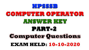 HPSSSB COMPUTER OPERATOR || ANSWER KEY (PART-2) - POST CODE 753 || HP GOVT JOBS 2020