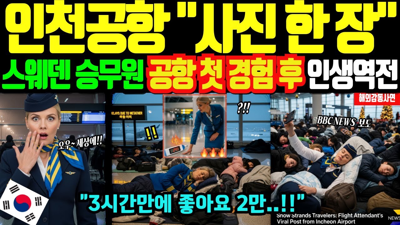 [해외감동사연]인천공항에서 스웨덴 미녀 승무원이 찍은 단 한 장의 사진에 전세계가 발칵, 공항 바닥 첫 경험 후 인생역전 한 충격적인 이유