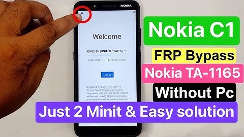 Nokia C1 TA-1165 Frp Bypass Easy And 2 minit// Nokia Android 8/9/10 Frp bypass 2021
