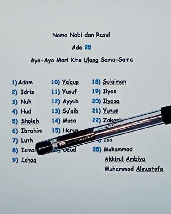 Yuk Menghafal Nama Nabi & Rasul